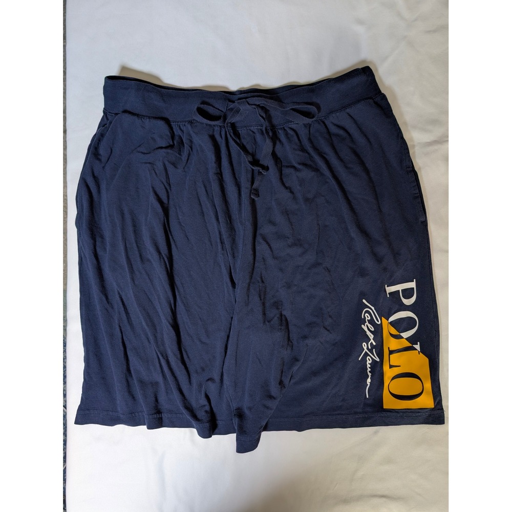 Polo Ralph Lauren Mens Navy Blue Lounge Shorts Size 2X Logo Knit Sleepwear
